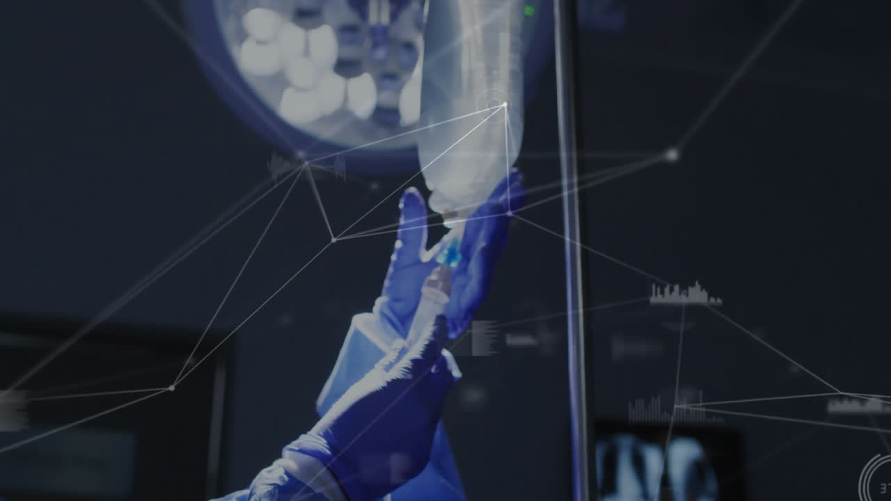 Animation of network of connections with data over diverse surgeons during operation