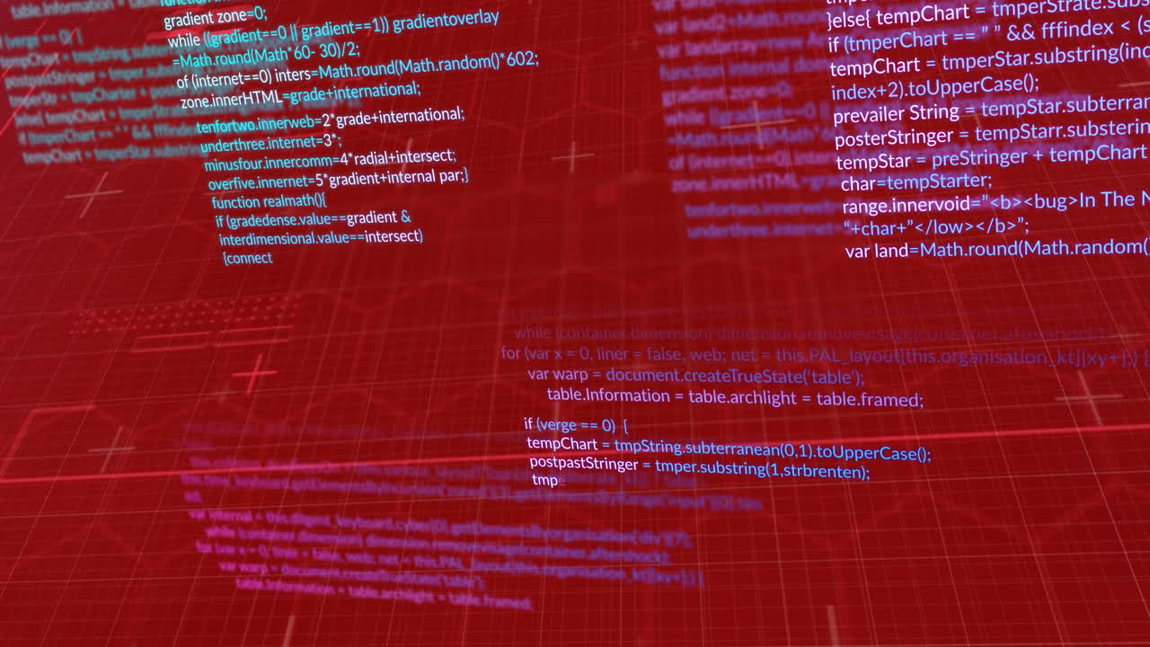 animación del procesamiento de datos sobre un fondo rojo