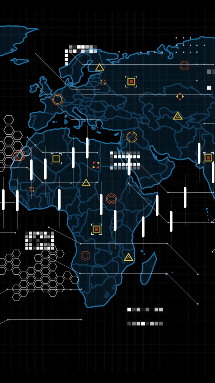 Animation of data processing over world map