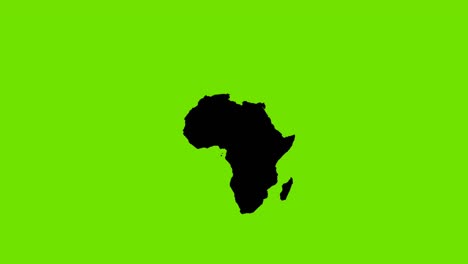 green screen african continent map with moving silhouette style