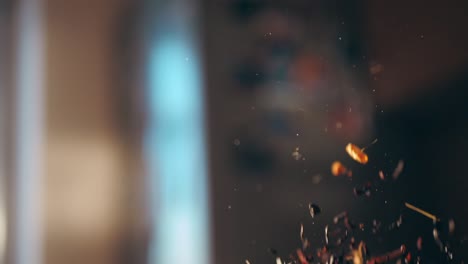 dry tea rises up and falls in slow motion