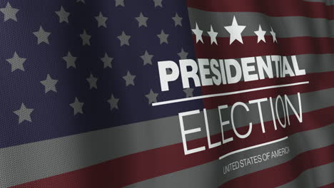 animation of presidential election united states of america text over waving american flag