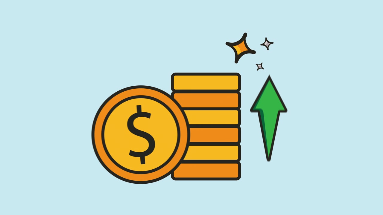 Animated Graphic of Rising Stack of Gold Coins with Dollar Sign