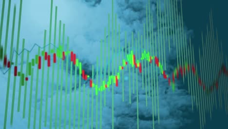 animation of financial data processing over clouds