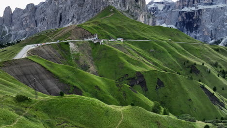 sella pass in summer season, dolomites in italy