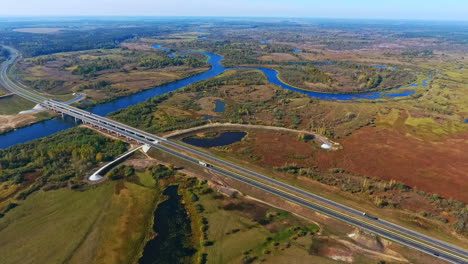 Drohnenansicht-Autobahnlandschaft.-Luftbildstraße-In-Der-Naturlandschaft