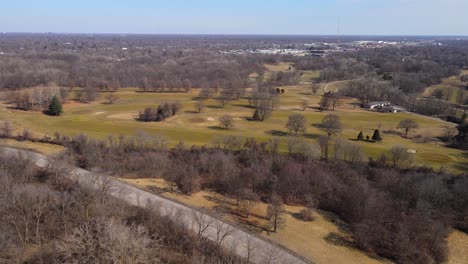 rouge park golf course from above in detroit, michigan, usa