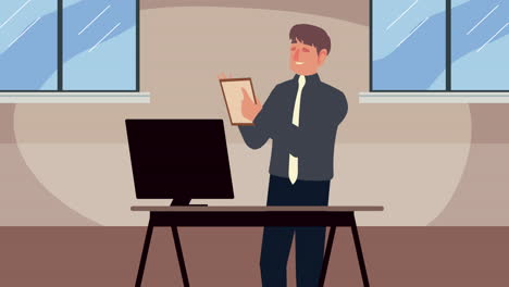 elegant buisnessman working with desktop