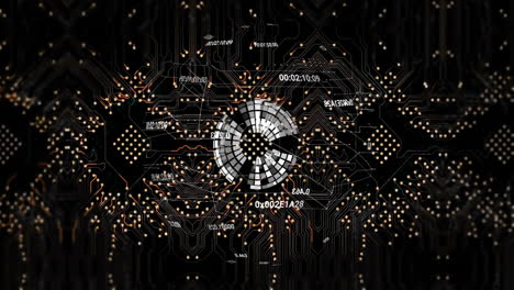 animation of digital data processing over computer circuit board