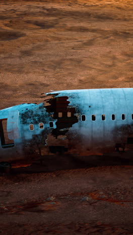 abandoned crushed plane in desert