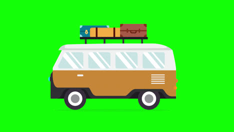 Traveling-Car-With-Bag-icon-Animation.-Vehicle-loop-animation-with-alpha-channel,-green-screen.