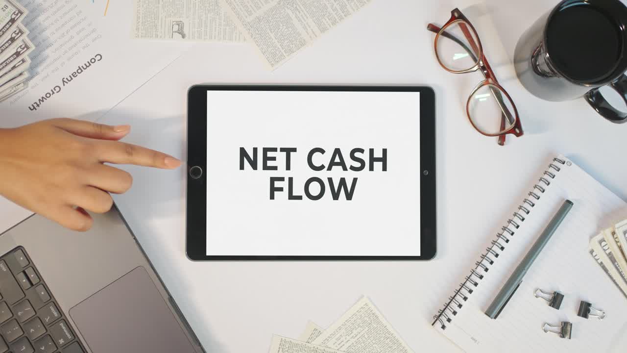 NET CASH FLOW DISPLAYING ON A TABLET SCREEN