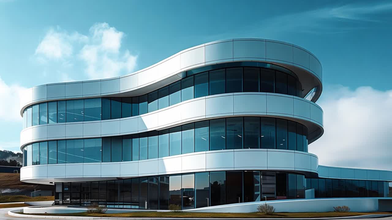 Modern architectural building with a curved facade