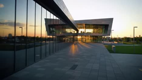 modern office building at sunset