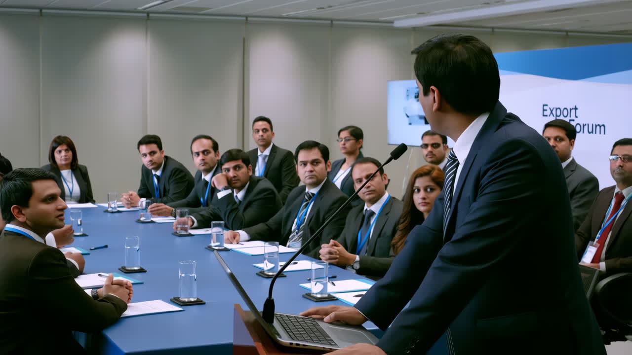 Man speaking at an Export Forum business conference