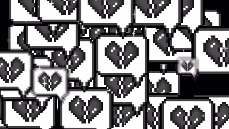 Transizioni con icona a forma di fumetto pop-up in pixel art e cuore spezzato. 1080p - 30 fps - Canale alfa (5).mov