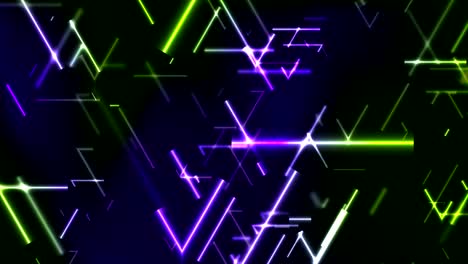 líneas de láser de neón verde y violeta fondo de movimiento de tecnología abstracta