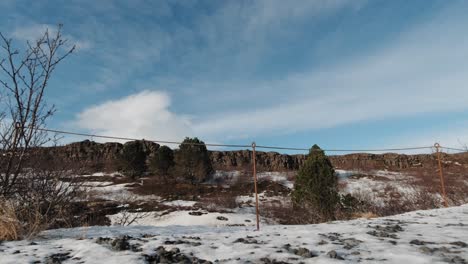 Snow-Covered-Plains-And-Mountain-Landscape-In-Iceland-In-Winter---wide-shot