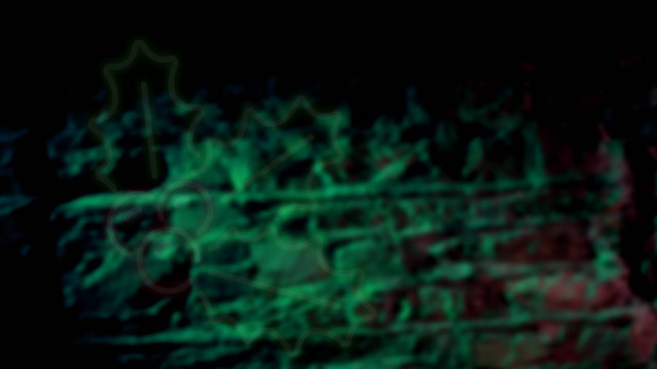 animación de la pared de ladrillo sobre las hojas de navidad