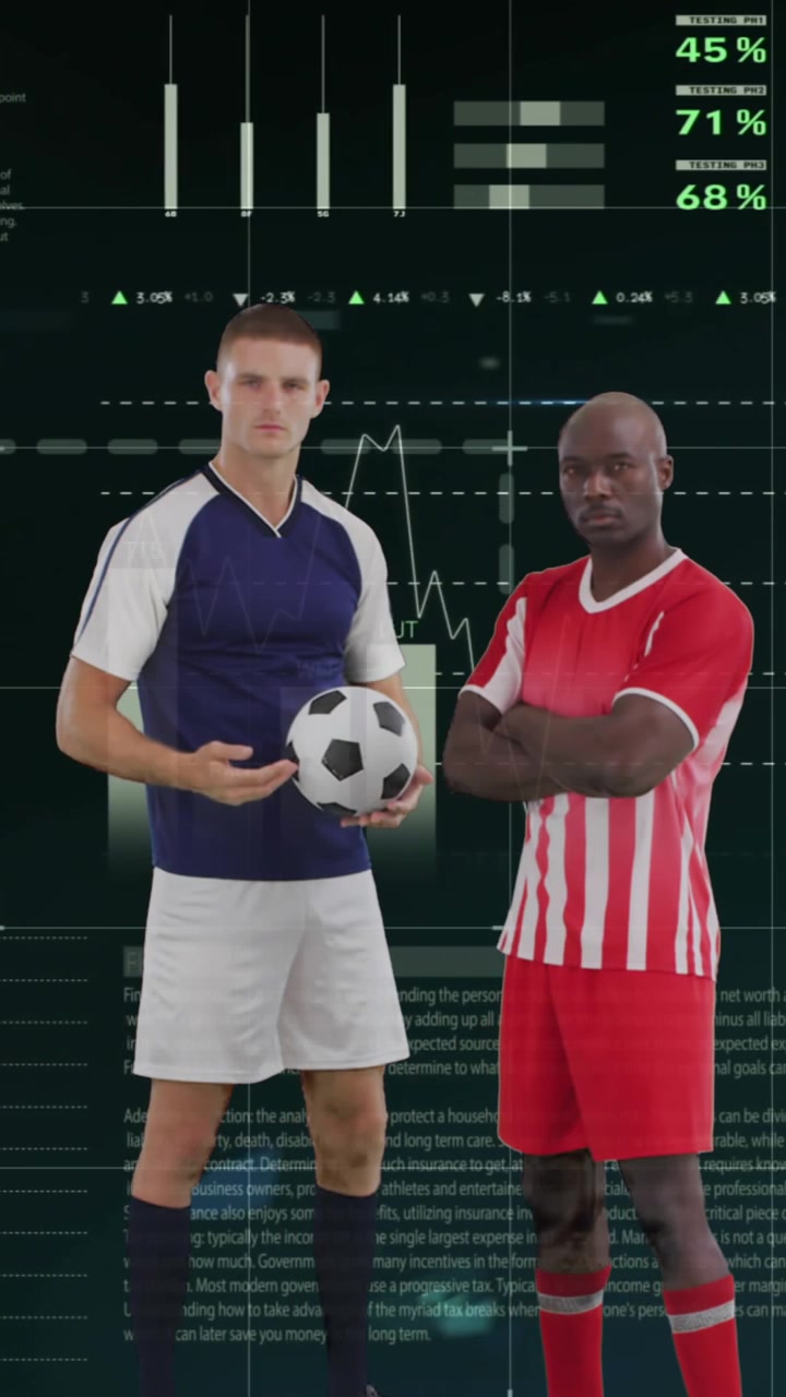 Animation of data processing over diverse male soccer players