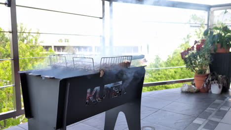 Shot-of-griller-with-smoke-coming-out