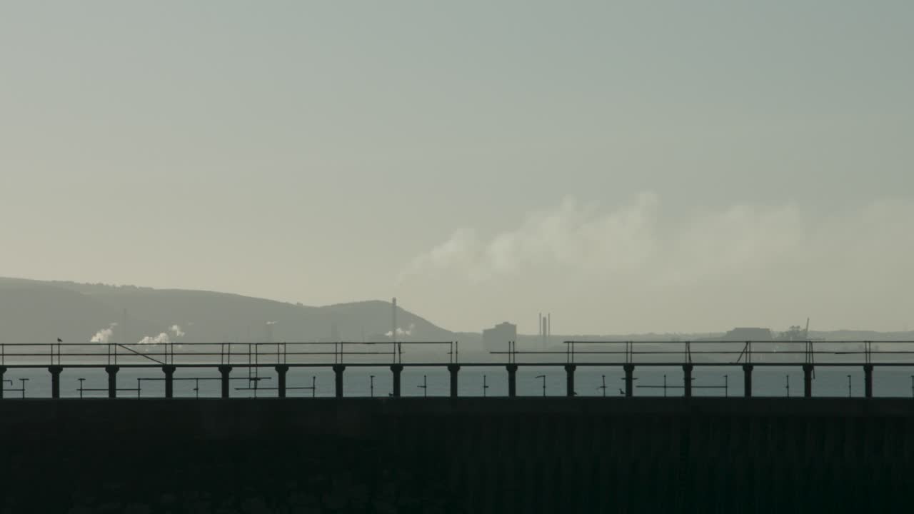 Industrial Steelworks in Port Talbot Beginning Production During Bright Sunrise UK 4K
