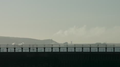 industrial steelworks in port talbot beginning production during bright sunrise uk 4k