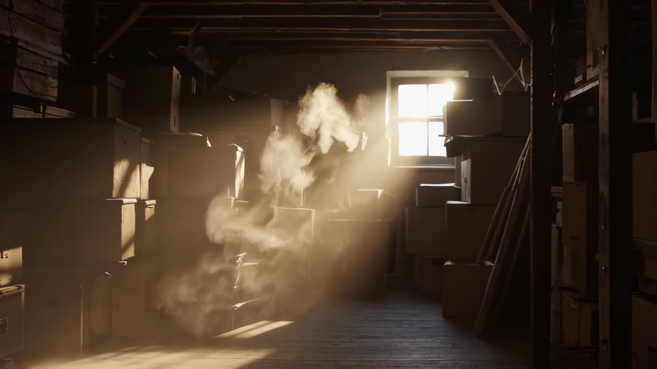 Sunlight Streaming into a Dusty Warehouse