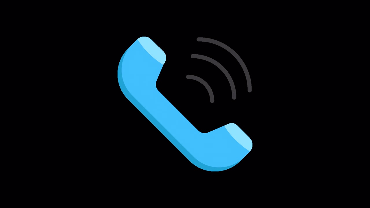 Ikon Telepon Biru Animasi Berdering dengan Latar Belakang Hitam