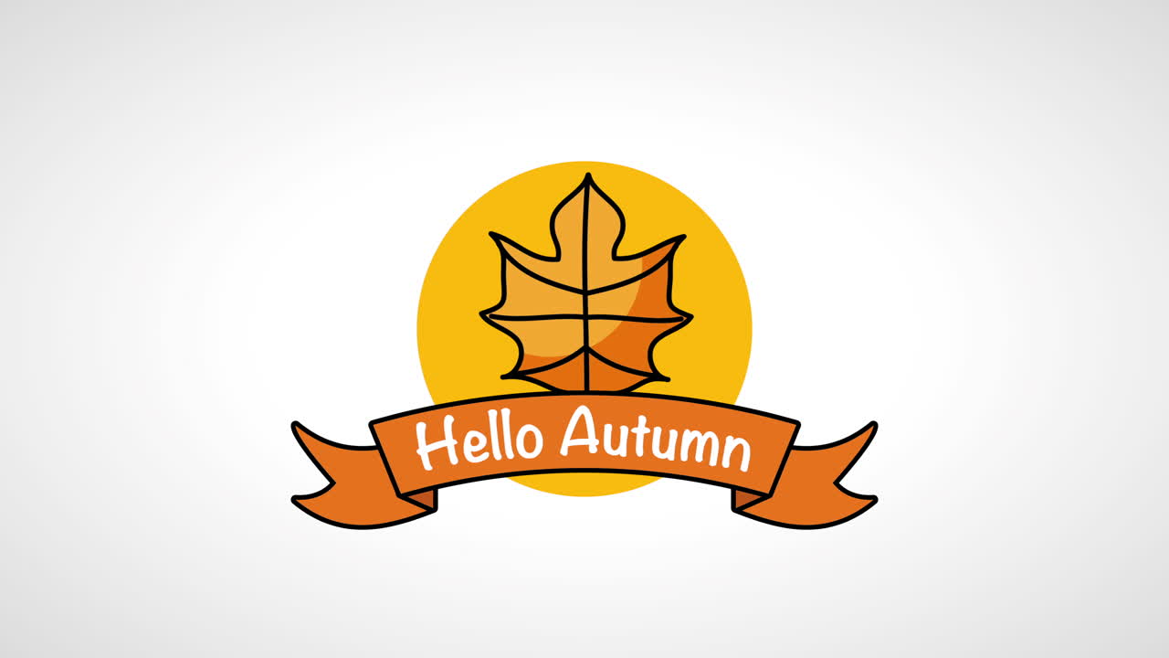 잎 프레임 애니메이션으로 하늘 가을의 계절