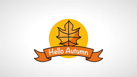 hello autumn season with leaf frame animation