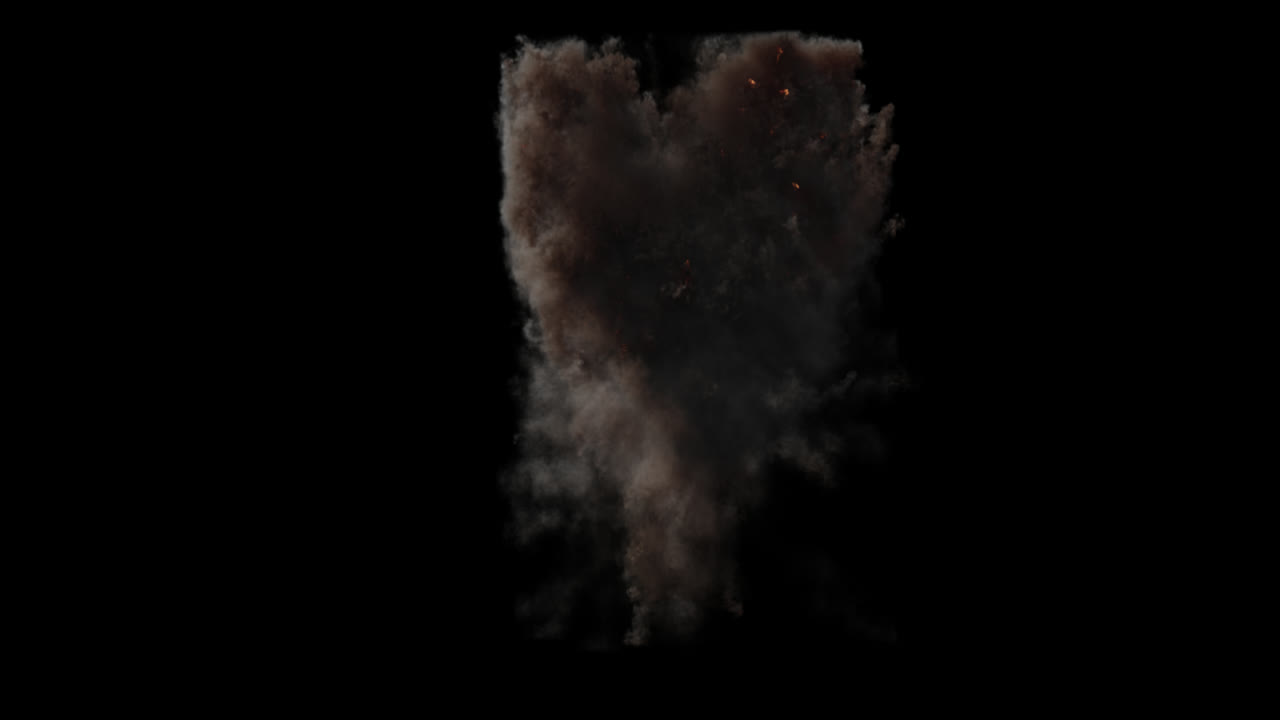 explosión con humo y fuego