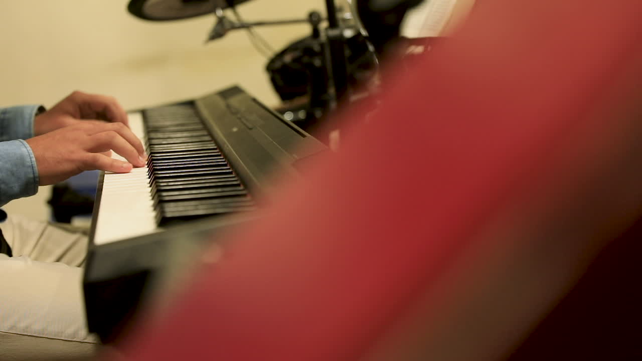 A man playing the piano- slow motion