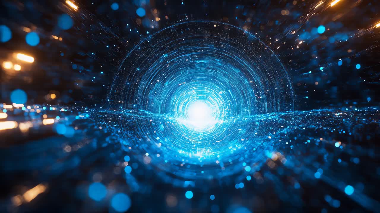 Abstract Blue Tunnel of Light