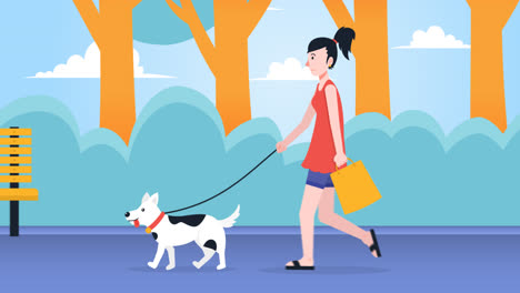 An animation of a People walking the dog illustration concept