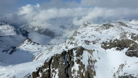 diavolezza glacier and its ski area in switzerland on a partly cloudy day