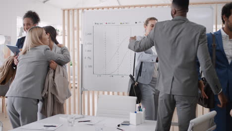 diverse business people meeting clients shaking hands collaborating planning partnership deal in startup office workspace