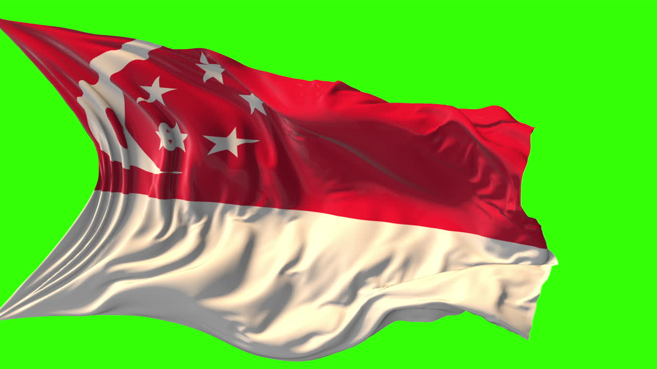 Bendera Singapura Berkibar di Layar Hijau