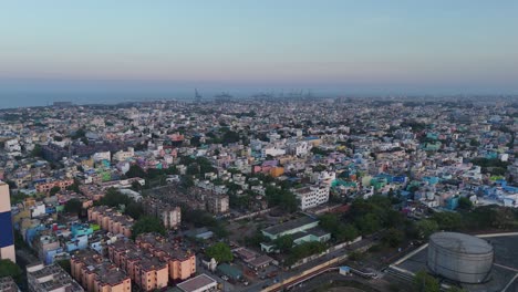 expansive panorama of residential neighborhoods and urban infrastructure in north chennai