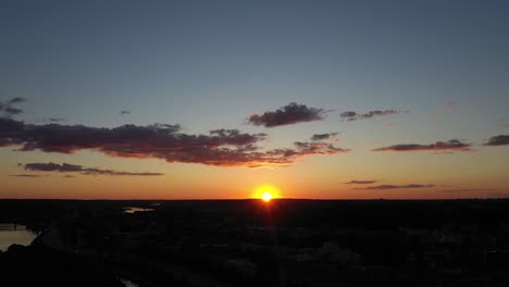 Drone-aerial-view-of-sunset-moment.-Lithuania-landscape