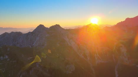 cinematic flight in the alps at sunrise