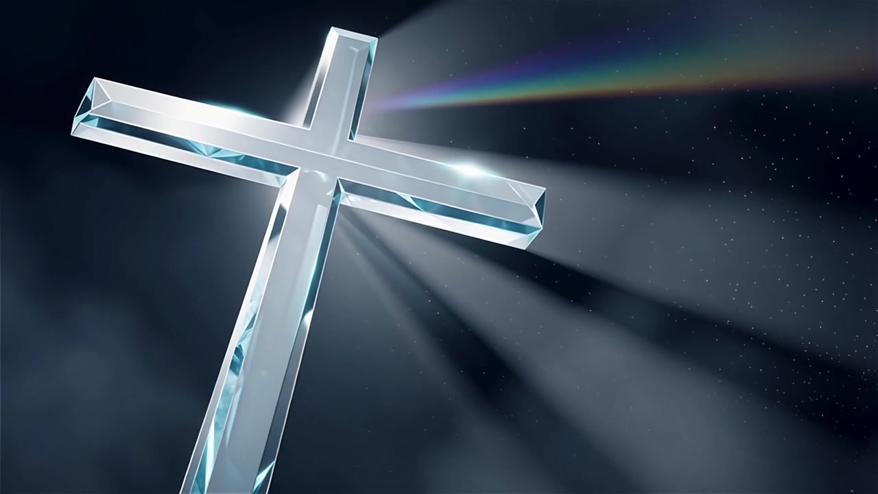 Croce Cristiana Luce Celestiale Sfondo per il Culto.