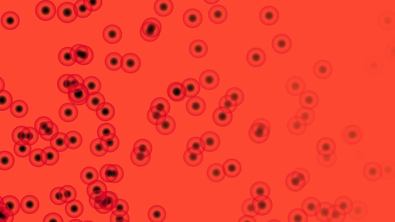 abstracto oro transparente océano núcleo marino huevo rojo rápido movimiento de derecha a izquierda y flotando en fondo rojo naranja