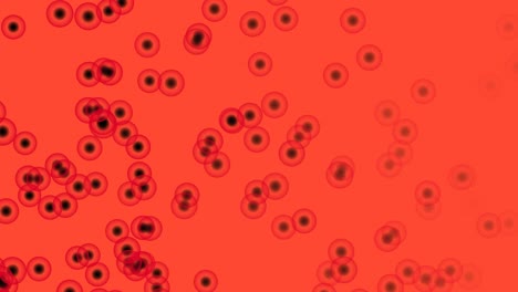 astratto oro trasparente oceano nucleo marino uovo rosso veloce movimento da destra a sinistra e galleggiante su sfondo rosso arancione