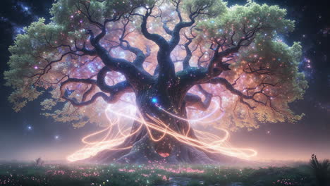 ethereal cosmic tree of light