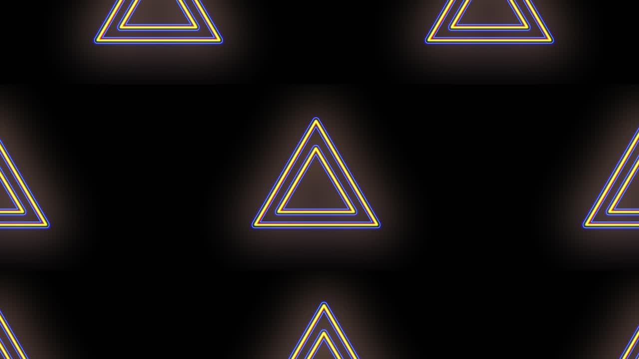 patrón de triángulos geométricos de neón con luz pulsante de neón