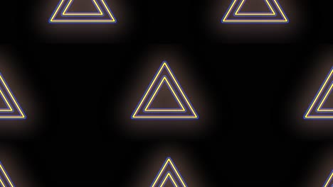 Neon geometric triangles pattern with neon pulsing light