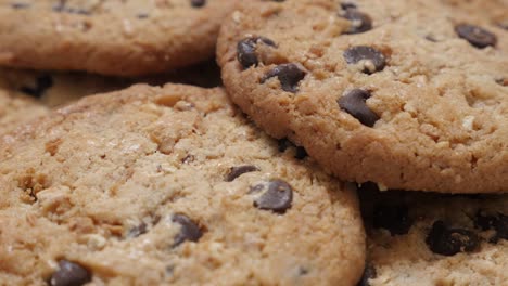 bunch of chocolate chip cakes close-up tilting 4k