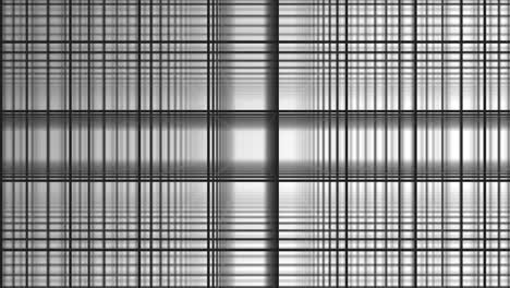 geometric spiral with white squares abstract movement white background. black line grid randomly flip over with white background. black and white composition of bands