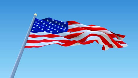 flag of usa waving on clear sky , seamless loop animation. united states of america